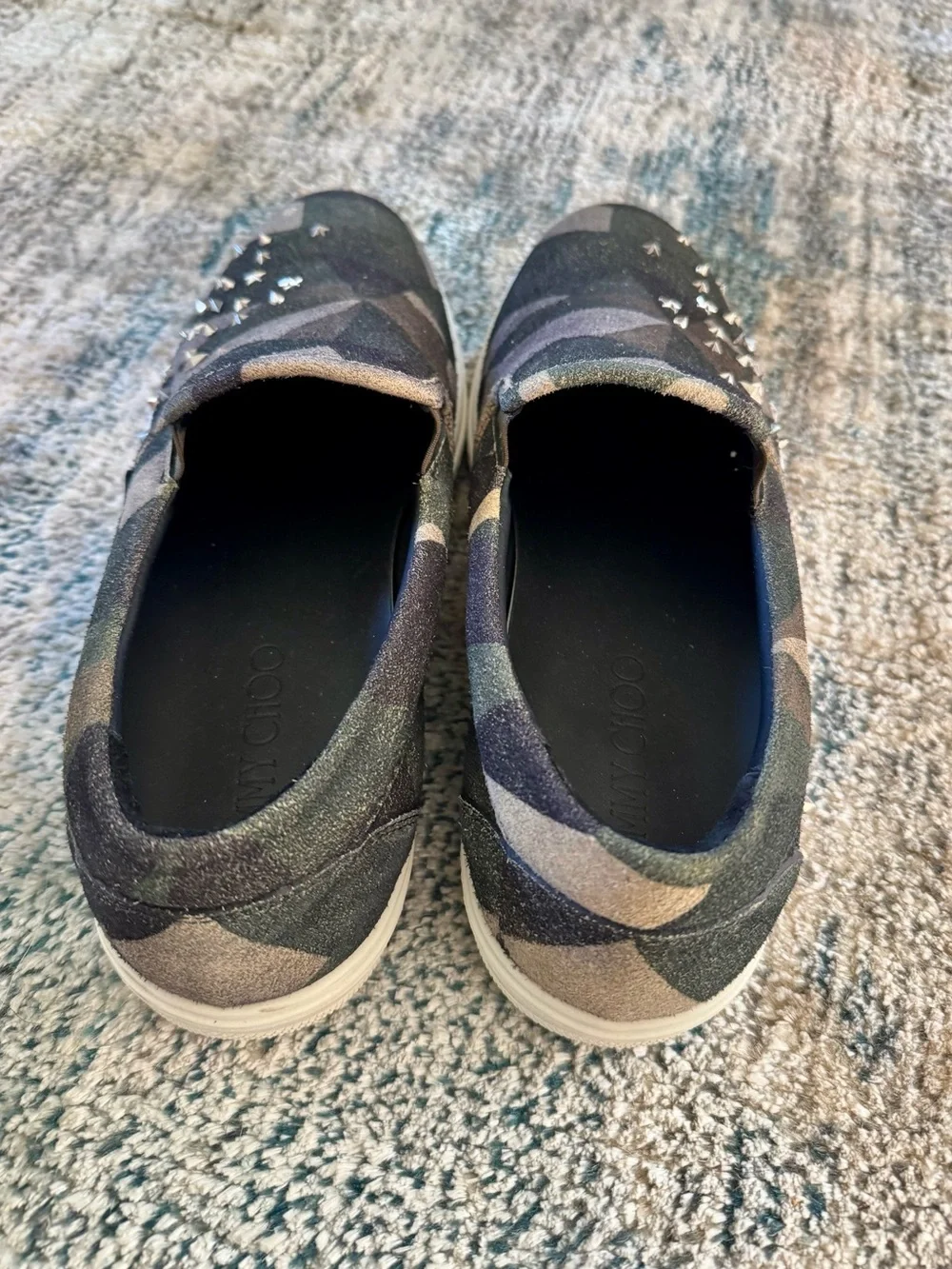 Jimmy Choo Men's Slip-On Studded Geometric Loafers - Black/Olive